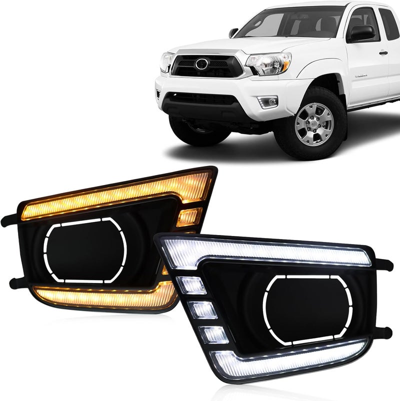 GEEGEETOP Switchback White/Amber LED Front fog light Daytime Running Lamp Amber Sequential Turn Signal light Feature Compatible with Toyota Tacoma 2012-2015 Replacement Bumper Kit - Image 1